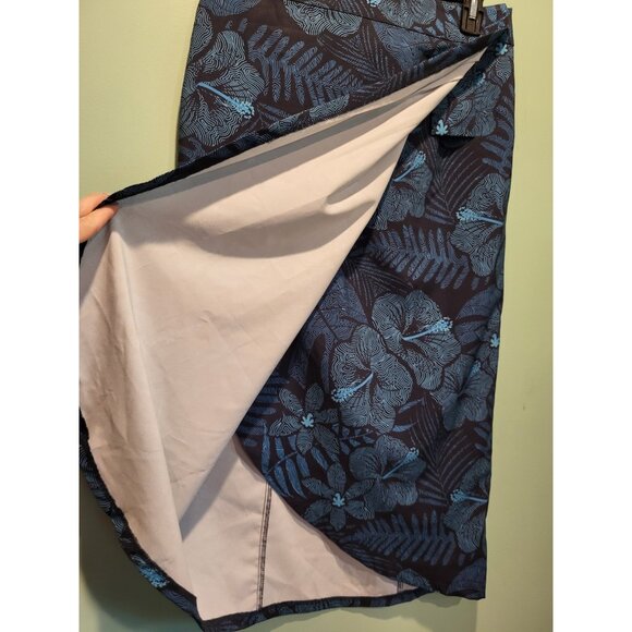 Rip Skirt Hawaii Blue Tropical Floral Long Wrap Skirt Swimsuit Cover Sz S - Picture 2 of 6